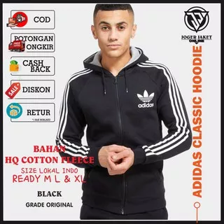 Jaket Hodie Pria Adidas Klasik Grade Original . Jaket Hoddie Adidas Classic Grade Ori Hitam