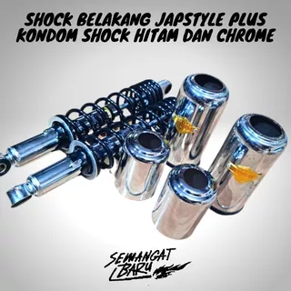 Shock belakang japstyle plus kondom shock hitam dan chrome