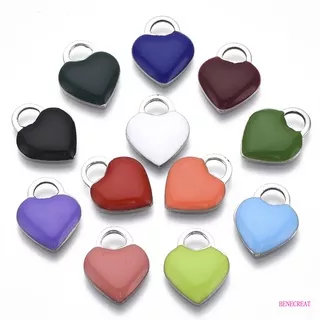 Benecreat 10pc 201 Stainless Steel Enamel Charms Heart Stainless Steel Color Mixed Color 14.5x11.5x2mm Hole: 3x4mm