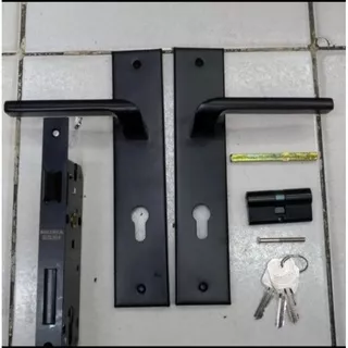 Handle Pintu Besar Hitam Belocca Set Kunci/Handle Set Kunci Pintu Black Belocca