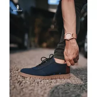 Sepatu Sneakers Casual Pria - Footstep Footwear Polka Navy - Moemetshop