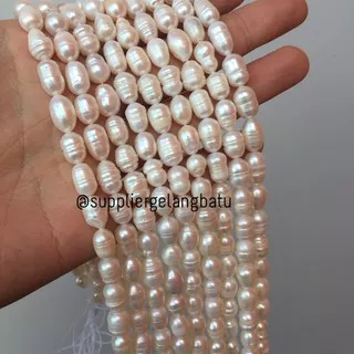 Bahan Aksesoris Mutiara Air Tawar Barok / Baroque 6 x 10mm oval pearl aksesoris craft gelang kalung