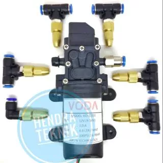 POMPA AIR KABUT DC FULL SET plus ADAPTOR POMPA MINI DC HIGH PRESSURE PUMP SELANG & FITTING & SPUYER