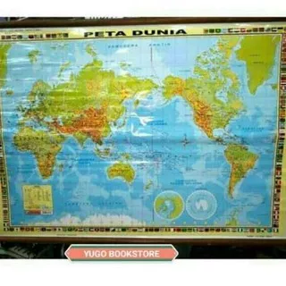 Peta dunia ( Terlaris ) Peta dunia edisi Gantung / Peta dunia ukuran sedang, besar & kecil / (KODE 9