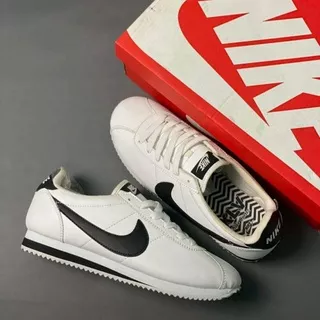 Sepatu Nike Cortez White Black Forest Gum Black White Green Women Men. Sneakers Wanita Pria