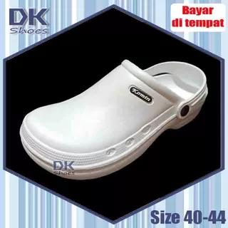 DK Shoes - Komin BAIM 36-44 Putih / Sandal Selop Bakpao Laki Murah / sepatu perawat / Sandal PVC / Sandal bidan / dokter