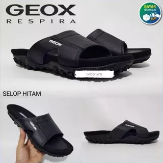 Geox Original Sandal Kulit Asli Pria - Sendal Slide Slop Selop Cowok Formal Nyaman Ringan Termurah