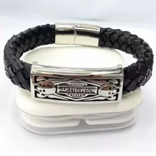 Gelang Kulit Pria Cowok Harley Davidson multi stainless leather