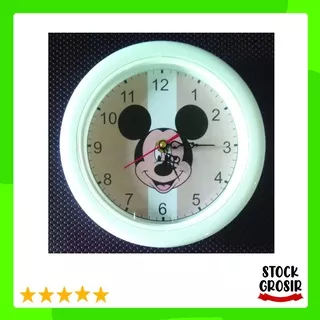 Jam Dinding Mickey Mouse Stripe 21cm (dapat diletakan di meja)