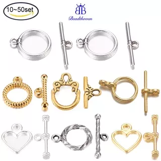 Beadthoven 50set Tibetan Style Alloy Toggle Clasps Lead Free & Cadmium Free & Nickel Free Silver Color Plated Heart: 12mm wide 14mm long Bar: 19mm long hole: 1.5mm
