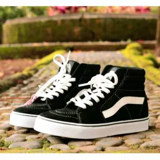 Sepatu Vans Sk 8 high old skool sneakers kets casual full black / sepatu sekolah pria wanita