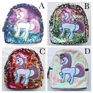 Mini sequin backpack (unicorn patch)