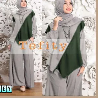 Koleksi Terbaru - JN13 Setelan Kulot Tefity Hijab 3in1 5WARNA / F6 / Setelan Atasan Wanita Muslim / 