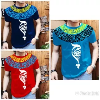 KAOS DISTRO PRIA DEWASA KEREN MOTIF KALIGRAFI/TULISAN ARAB