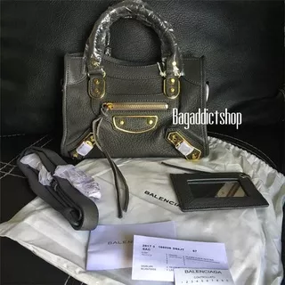 BagAddict Tas BALEN Edge city Mini Gris Acier GHW Mirror Import VIP