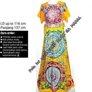 Daster long dress kancing tiga, 4 tali, merk Elok, busui, adem, anggun, murah bermutu