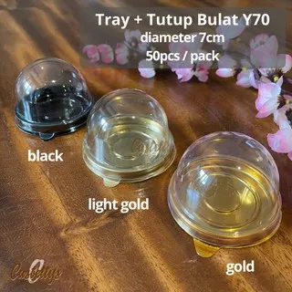 Y70 & Y80 Tray Mika + Tutup Dome Bulat Mooncake Pia Pudding Kue Nastar Pudding Mochi