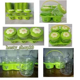 Set Toples + Rak Golden Sunkist Hijau Toples TB1072 TUM1155 Set Toples Kue Lebaran 3 pcs dan 4 pcs