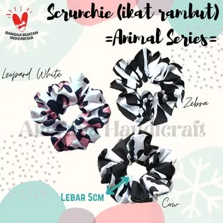 [HARGA PAKET 3 IN 1] Scrunchie Animals | Ikat Rambut Bahan Katun | Cepol Hijab | ikat rambut korea | Scrunchie Animal Series | Scrunchie Cow |Leopard