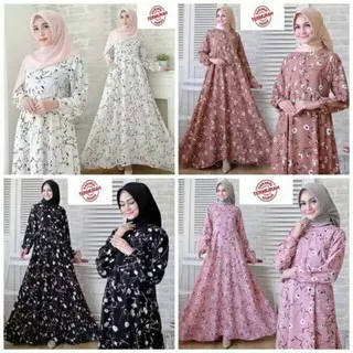 Gamis Katun jepang Lokal Standart TERMURAH Dress Muslim Jubah  Motif Bunga ukuran Jumbo