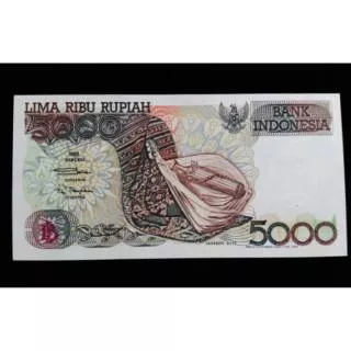 Uang kuno kertas Rp 5000 tahun 1992 sasando mahar nikah unik duit jadul frame bingkai seserahan
