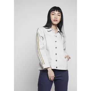 IHANG Soft Denim List Jacket Grey Jaket Jeans Wanita