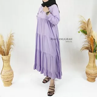 Long Tunik Dress Katun Rayon Polos Rachel Atasan Wanita Model Rempel Terbaru Warna Lilac Lilak Ungu Muda