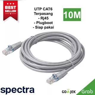 KABEL UTP CAT 6 10 METER TERPASANG RJ45 DAN PLUGBOOT SIAP PAKAI/KABEL LAN CAT6 10 METER