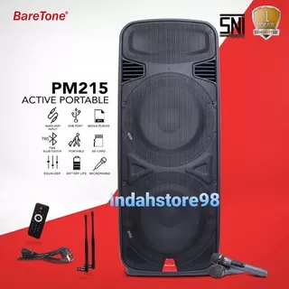 Speaker Portable 15 inch Baretone PM215 Bluetooth Super Bass 2 Mic Wireless Original # PM 215