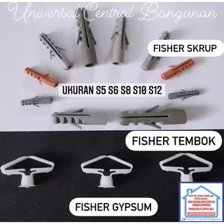 Fisher Tembok / Fisher Gypsum / Fiser Skrup / Baut Fisher Sekrup / Fischer Tembok / Viser / Fisher S5 S6 S8 S10 S12