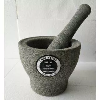 LUMPANG LESUNG BATU ASLI 18CM  SATU SET DENGAN ALU Mortar and Pestle Stone Grinder