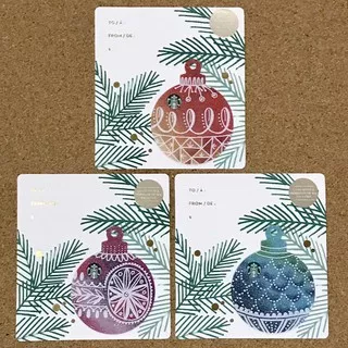 [1 Set Isi 3] Ornament Holiday Starbucks Card Set Die Cut Kartu Christmas