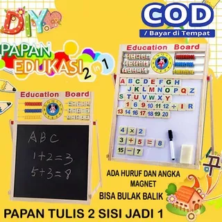 ( DISKON UP 50 RIBU )PAPAN TULIS 2 SISI - BLACKBOARD + WHITEBOARD - UKURAN BESAR 2 IN 1 EDUCATION BOARD LARGE SIZE