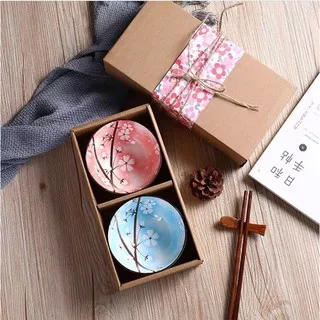 Cherry Blossom Ceramic Bowl Set Box Isi 2 Mangkok Keramik Mamasan.Co