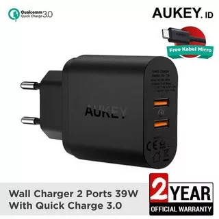 Charger Aukey PA T16 Port 2 QC 3 Charger Fast Charging New ORIGINAL