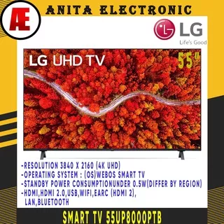 TV LG SMART TV 4K UHD 55 55UP8000PTB NEW 2021 GARANSI RESMI