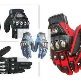 New Sarung Tangan Gloves Motor Touring Full Jari Madbike Metal Stainless Hitam Merah