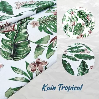 KAIN MOTIF TROPICAL HITAM ABU SOFA, BEANBAG, STOOL, SARUNG BANTAL, JOK