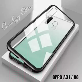 OPPO A31 A8 2020 PREMIUM MAGNETIC SINGLE GLASS CASE OPPO A31 OPPO A8 CASING OPPO A31 A8 2020