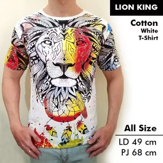 KAOS LION KAOS PRIA KAOS DISTRO PAKAIAN PRIA T SHIRT COWOK 3D LION KING PUTIH