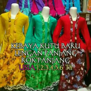 SERAGAM Kebaya Kutu Baru Anak 1,2,3,4,5,6,7,8,9,10,11,12 TAHUN Lengan Panjang