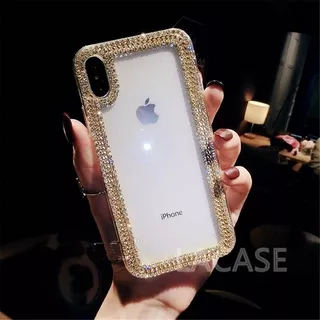 Casing Fashion Golden Rhinestone Transparent Soft Phone Case For iPhone 12 Mini 12 Pro Max 11 Pro Max X XS XR XSMax 8 7 6 6s Plus SE 2020