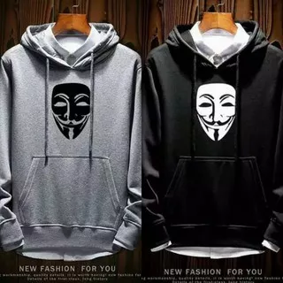 Face Hoodie Sweater Pria - Topeng Sweater - Anonymous Jacket