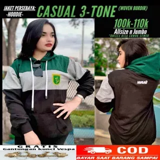 Hoodie Persebaya Wani Bonek Bonita Greenforce Hoodie Persebaya Casual 3 Tone Hoodie