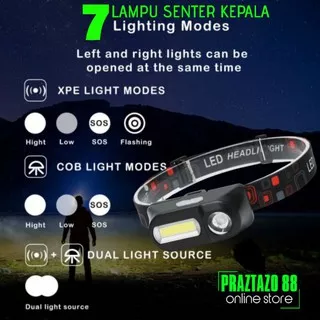 Lampu Senter Kepala LED 7 Mode Cahaya/LED Headlamp Bicycle