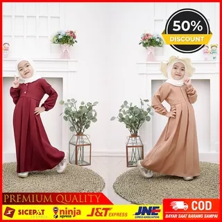 TERBARU Baju Gamis Muslim Muslimah Syari Anak Nadia Kids Perempuan Usia 1-2-3-4 Tahun Marron Polos Kekinian Terbaru Gamis Anak Perempuan Murah Premium Import New Cod