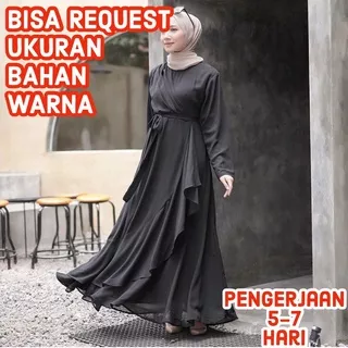 Felia Dress Baju Gamis Muslim Pesta Kondangan Simple Bisa Request Ukuran Besar Kecil S M L XL Jasa Jahit Baju