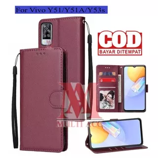 VIVO Y51/Y51A/Y53s Leather Flip Cover Wallet Case Kulit Case Wallet Leather Flip Case