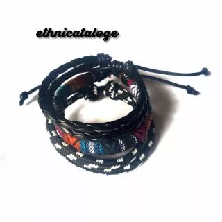 Promo !!! 3 pcs gelang tali kulit / gelang prusik / gelang tenun