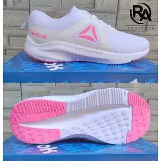 Sepatu Senam Wanita Murah Sneakers Cewek Joging Lari Zumba Aerobik Gowes Rebook Vemora White Pink COD Rafka Aulia Collection